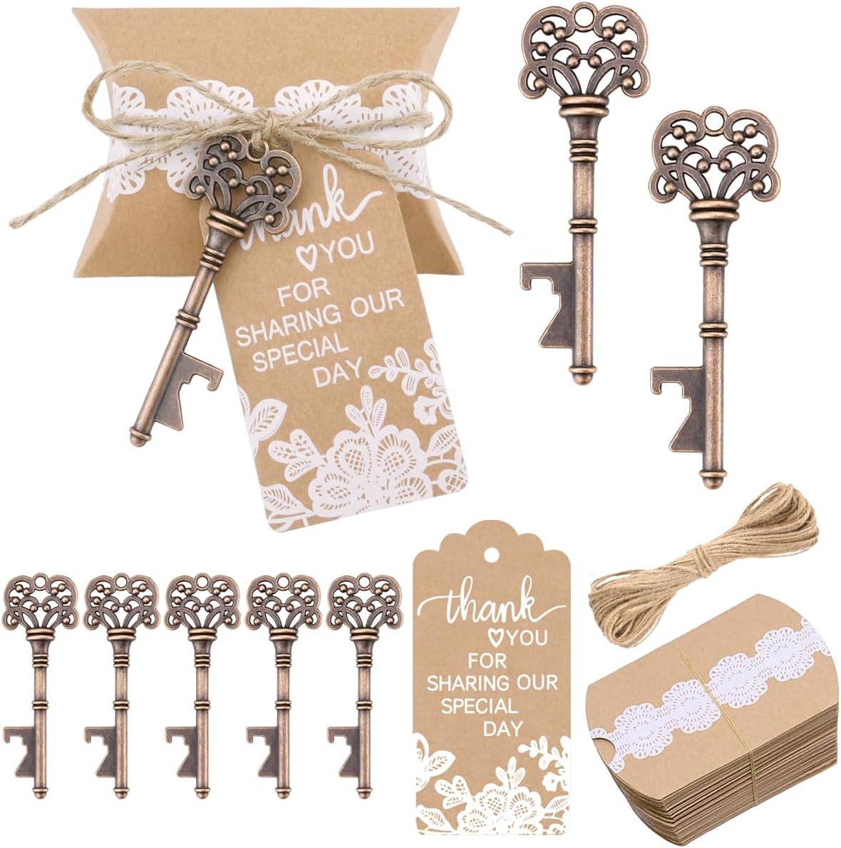 Vintage Gold Key Bottle Opener Favors - Hình 12