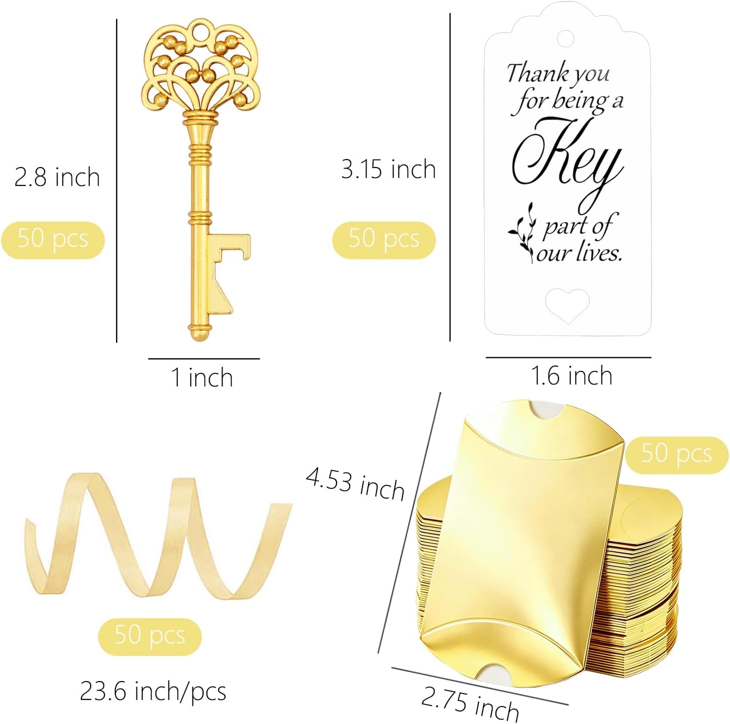 Vintage Gold Key Bottle Opener Favors - Hình 3