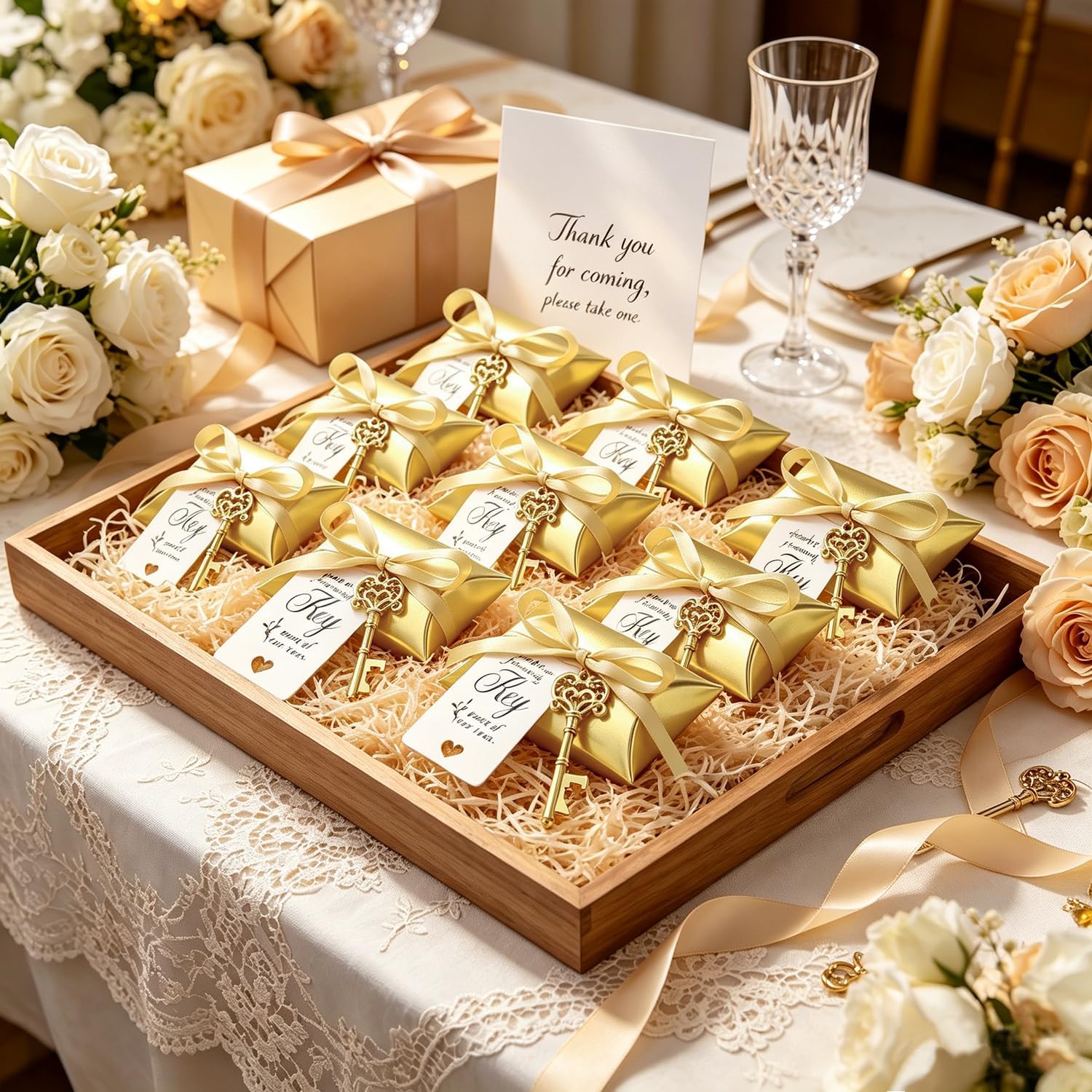 Vintage Gold Key Bottle Opener Favors - Hình 4